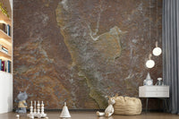 Cozy study room with textured stone wallpaper mural, GD6084