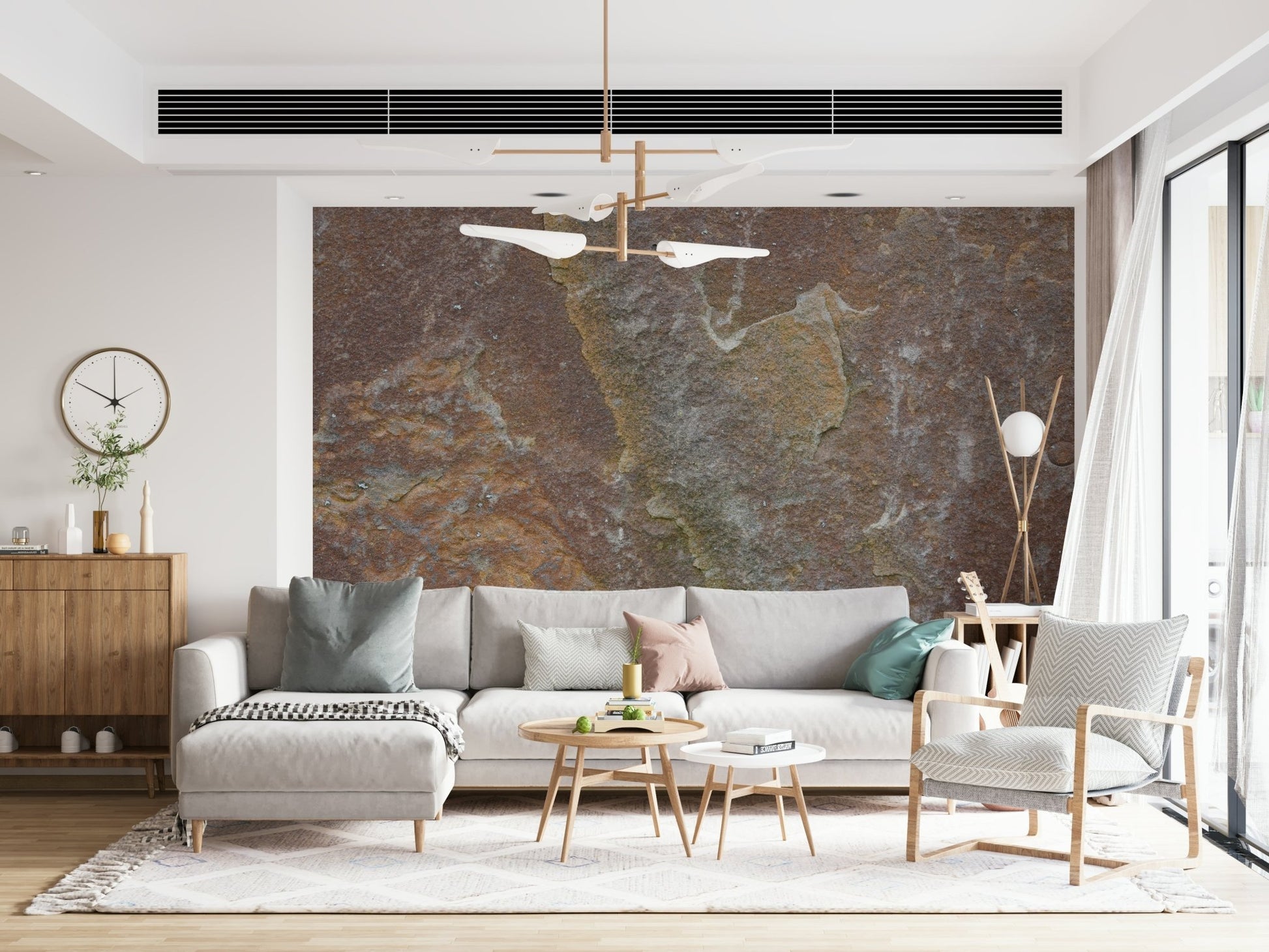 Detailed shot of vibrant stone patterns in wallpaper mural, GD6084