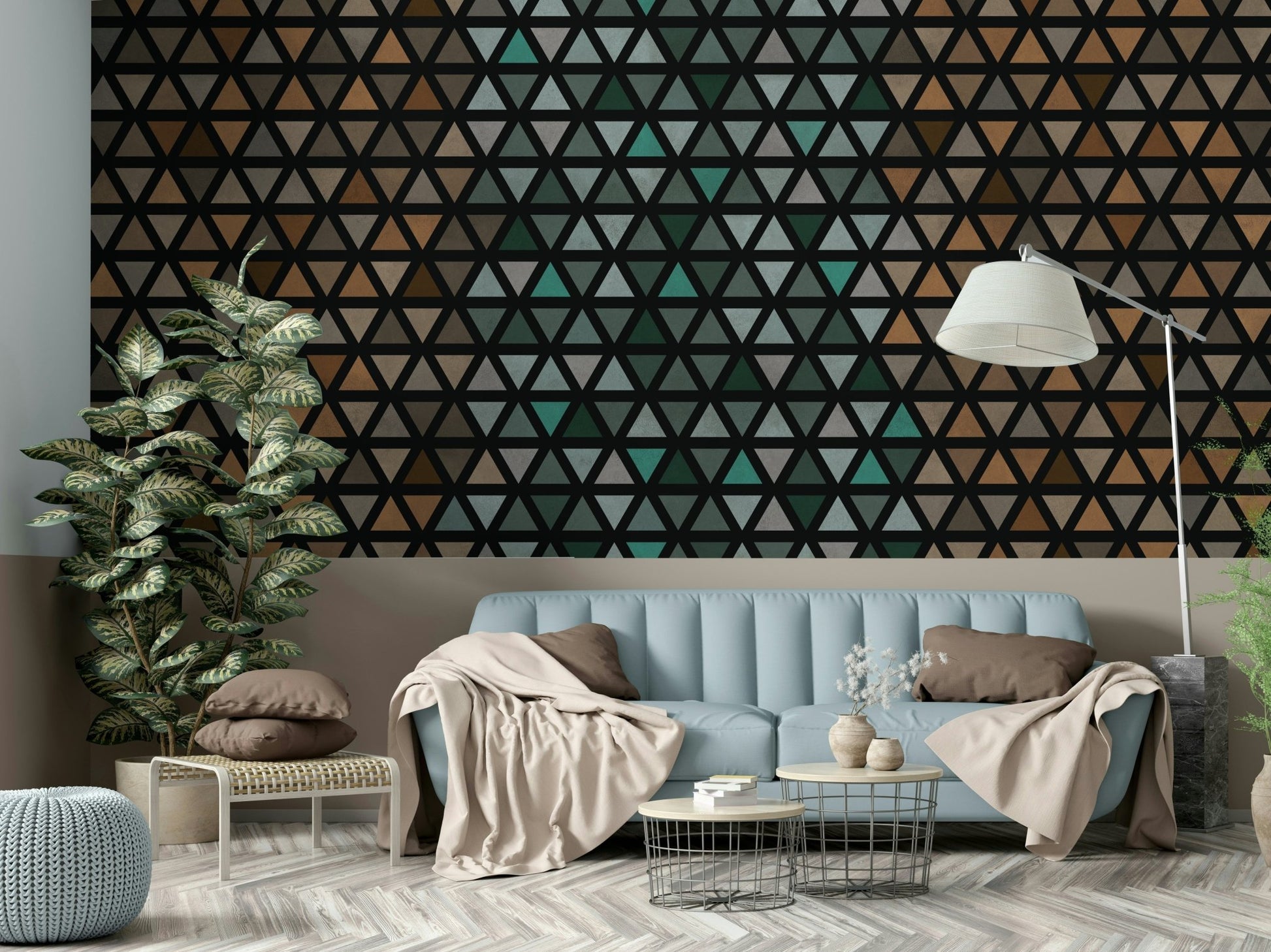 Earth-inspired triangle mural for modern spaces, GD1997