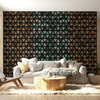 Geometric wallpaper mural with earthy palette, GD1997