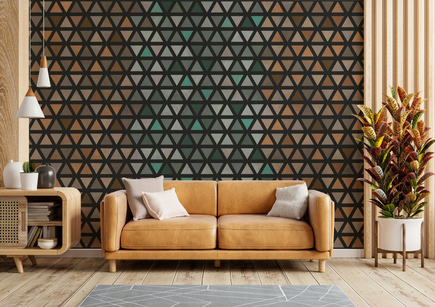 Minimalist geometric mural with triangle layout, GD1997
