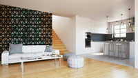 Modern triangle mural in neutral earthy shades, GD1997