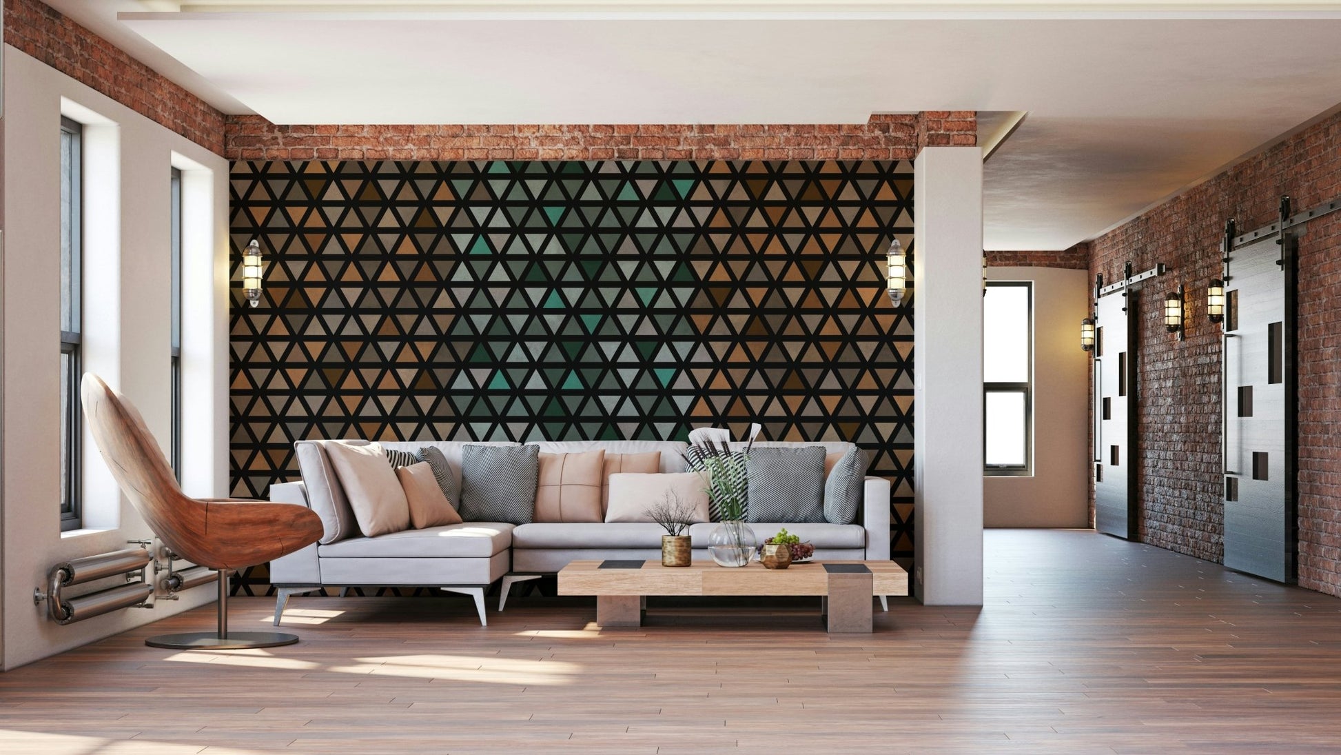 Contemporary triangle design mural for walls, GD1997