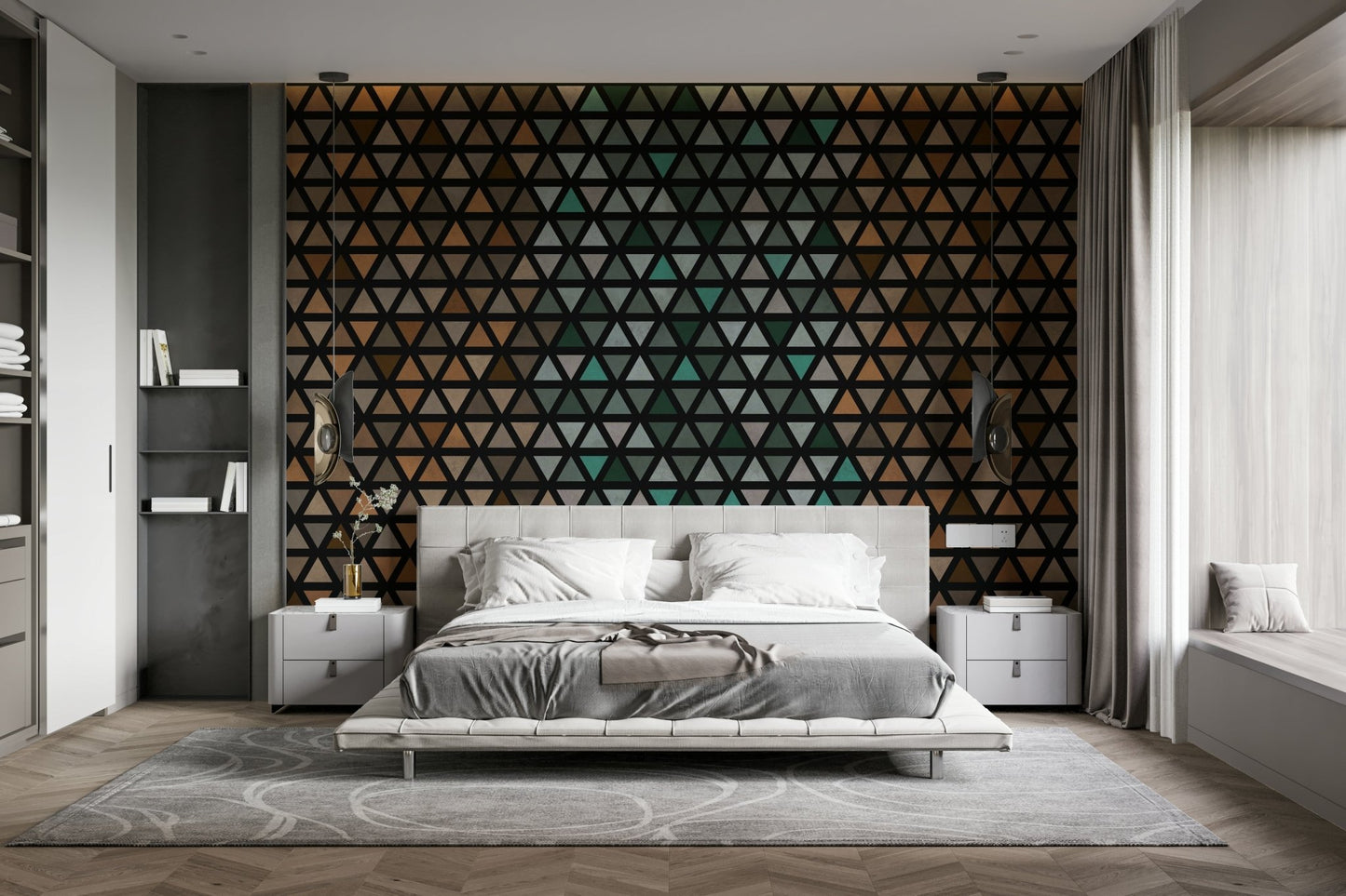 Warm geometric wall art with triangle design, GD1997