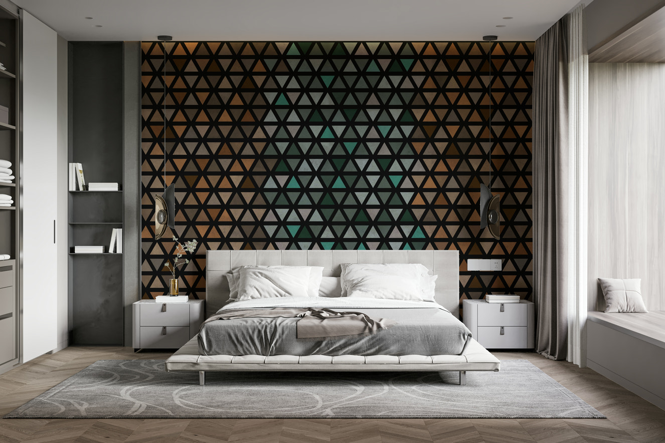 Warm geometric wall art with triangle design

