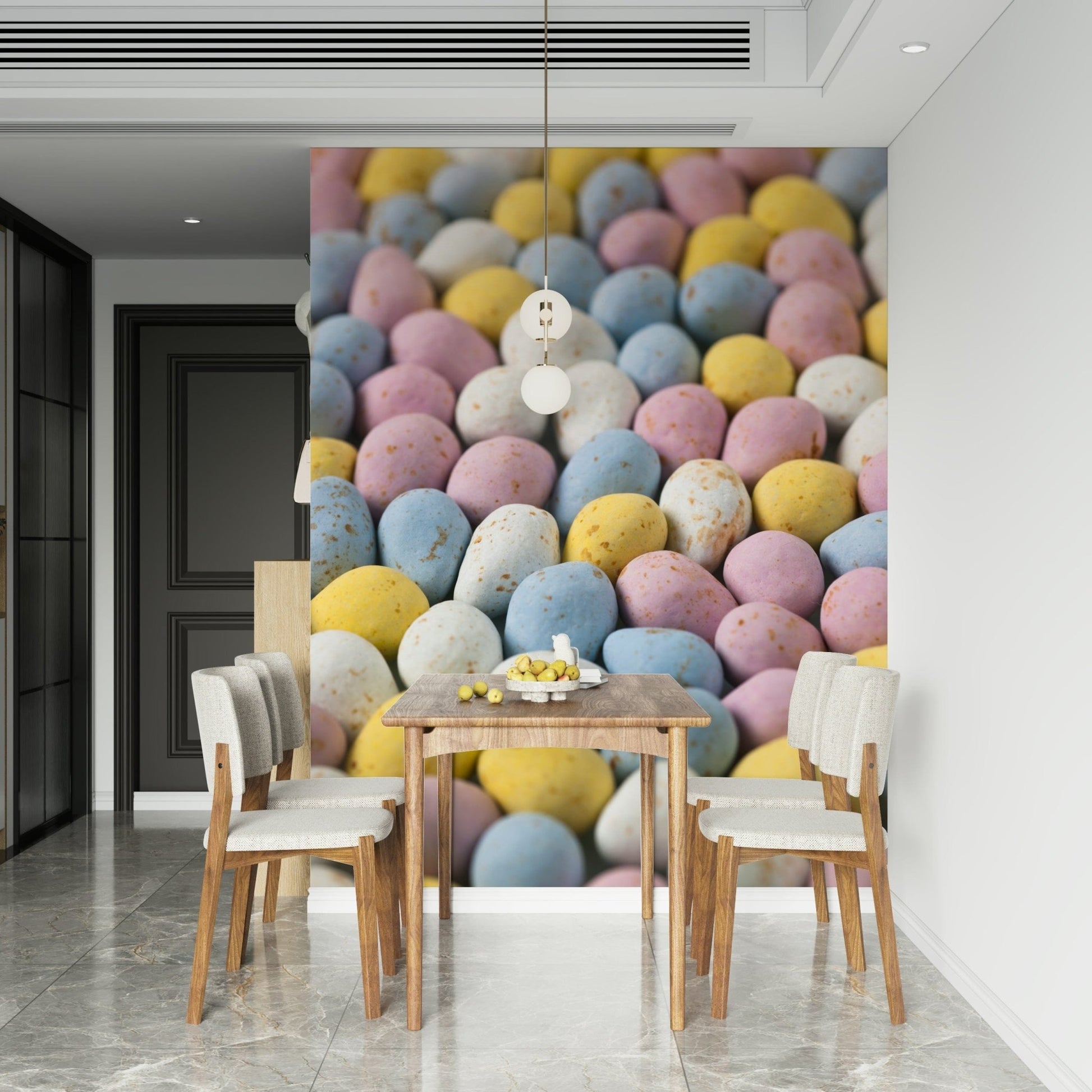 Whimsical speckled egg wallpaper Easter Indulgence bright tones., GD7105