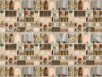 Eastern Palace Panorama Wall Mural showing heritage scenes in soft neutral tones, GD8980