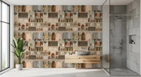 Story-rich palace wall mural styled for a refined bathroom interior, GD8980