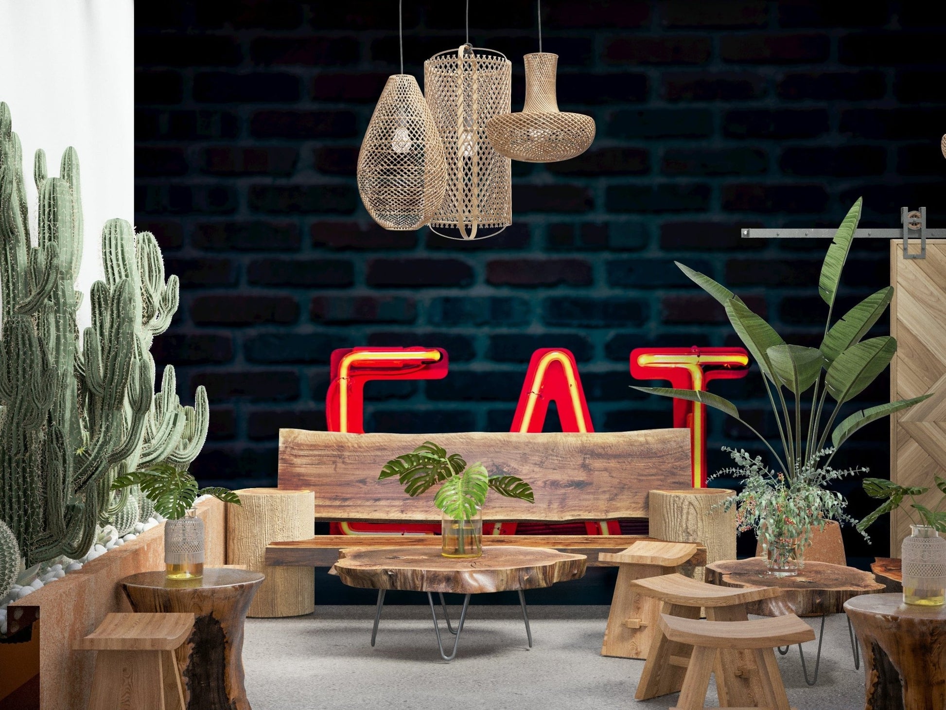 An artistic minimalist form mural for home decor.