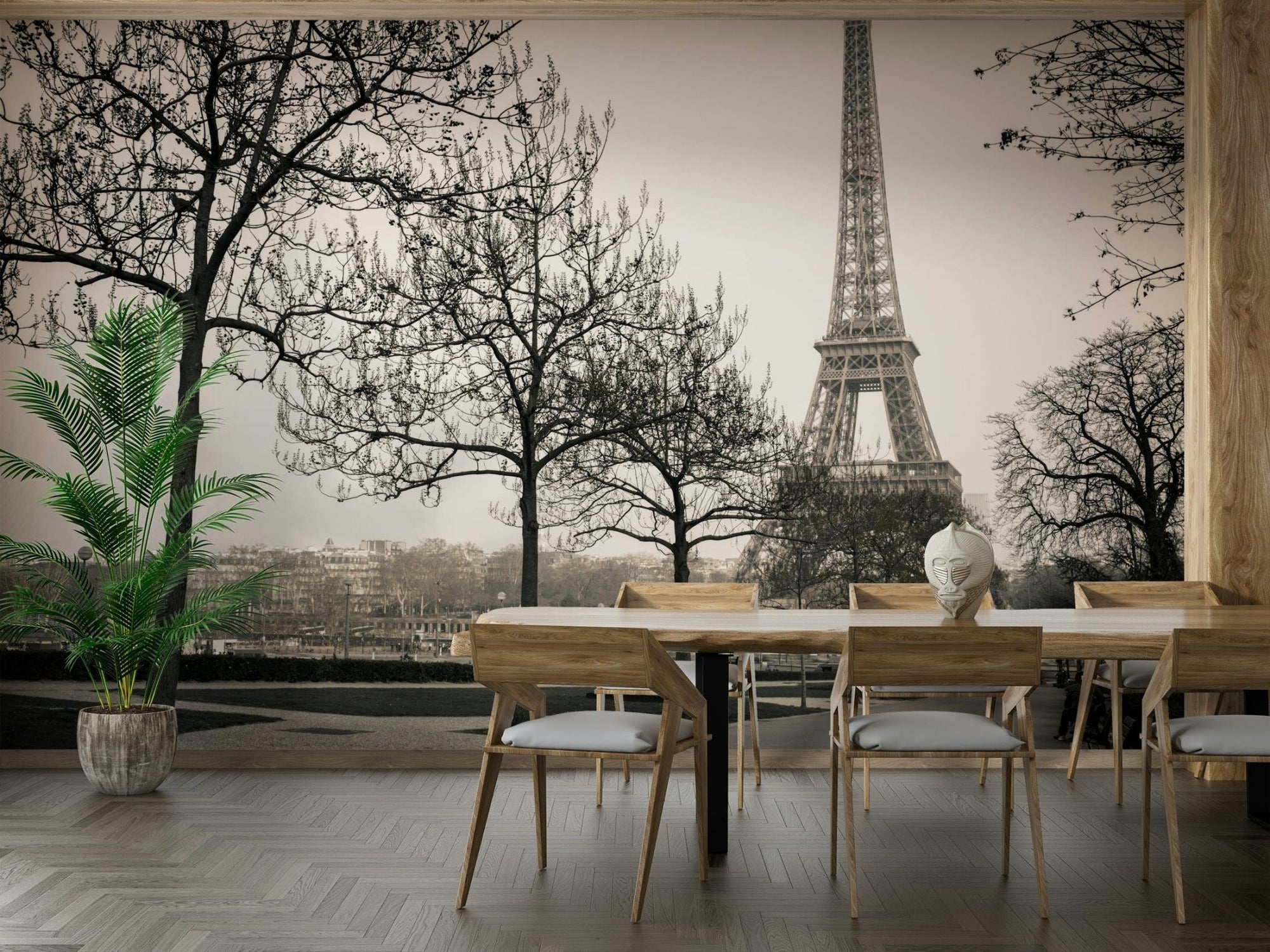 Echoes of Paris A Sepia Dream Wall Mural with iconic Paris architecture, GD2317