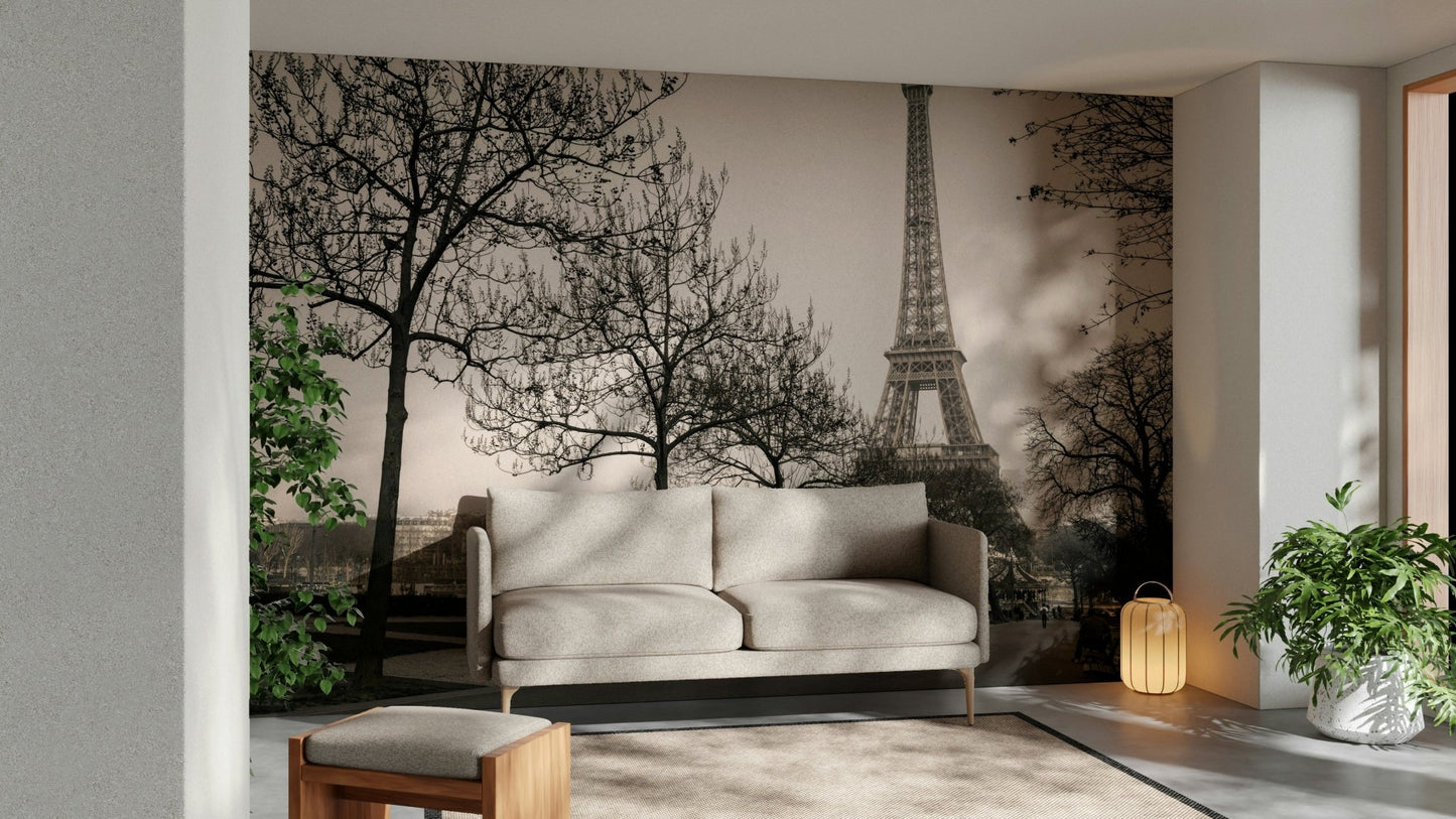 Elegant city scene bringing Parisian charm indoors

