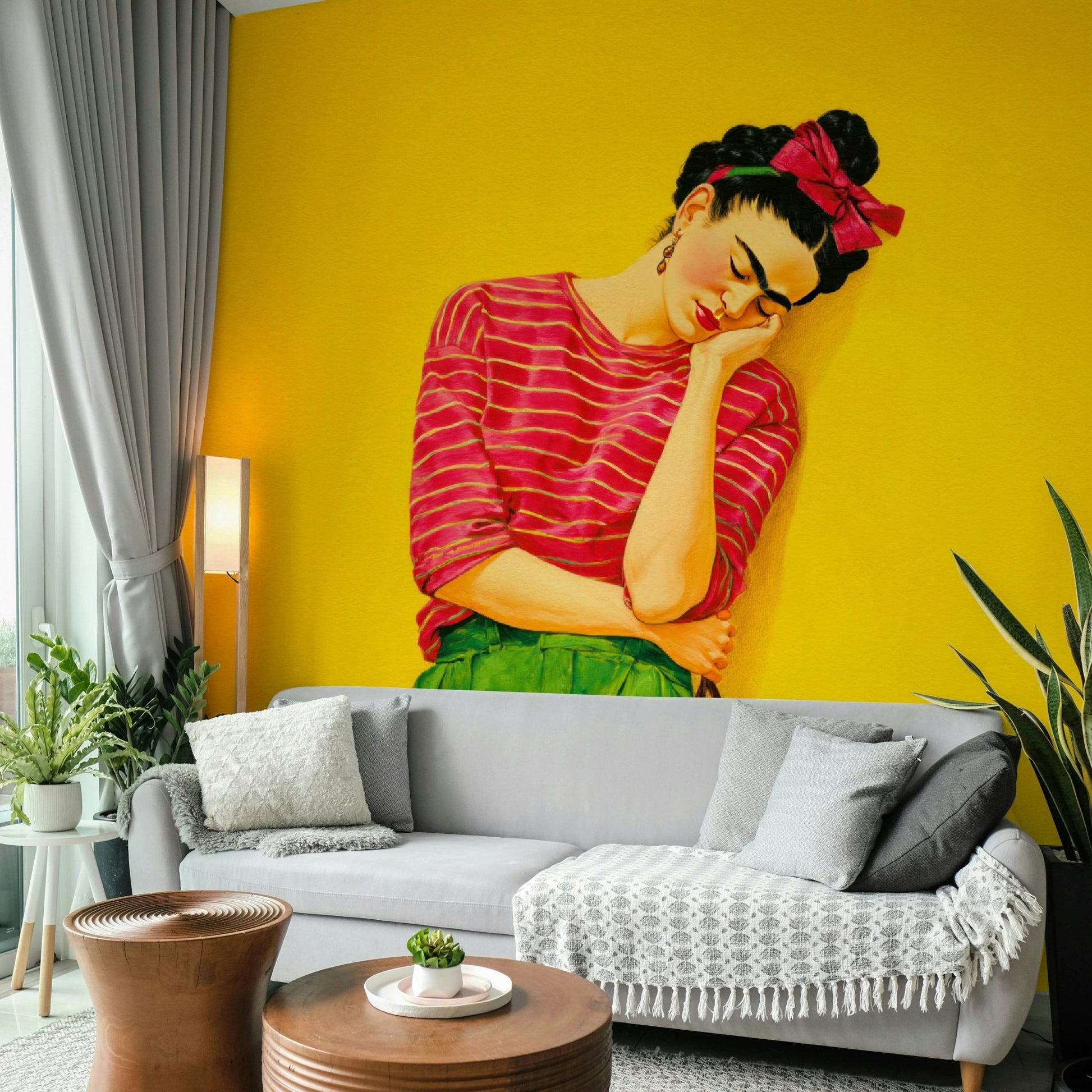 Nature-inspired mural in rich warm tones and texture

