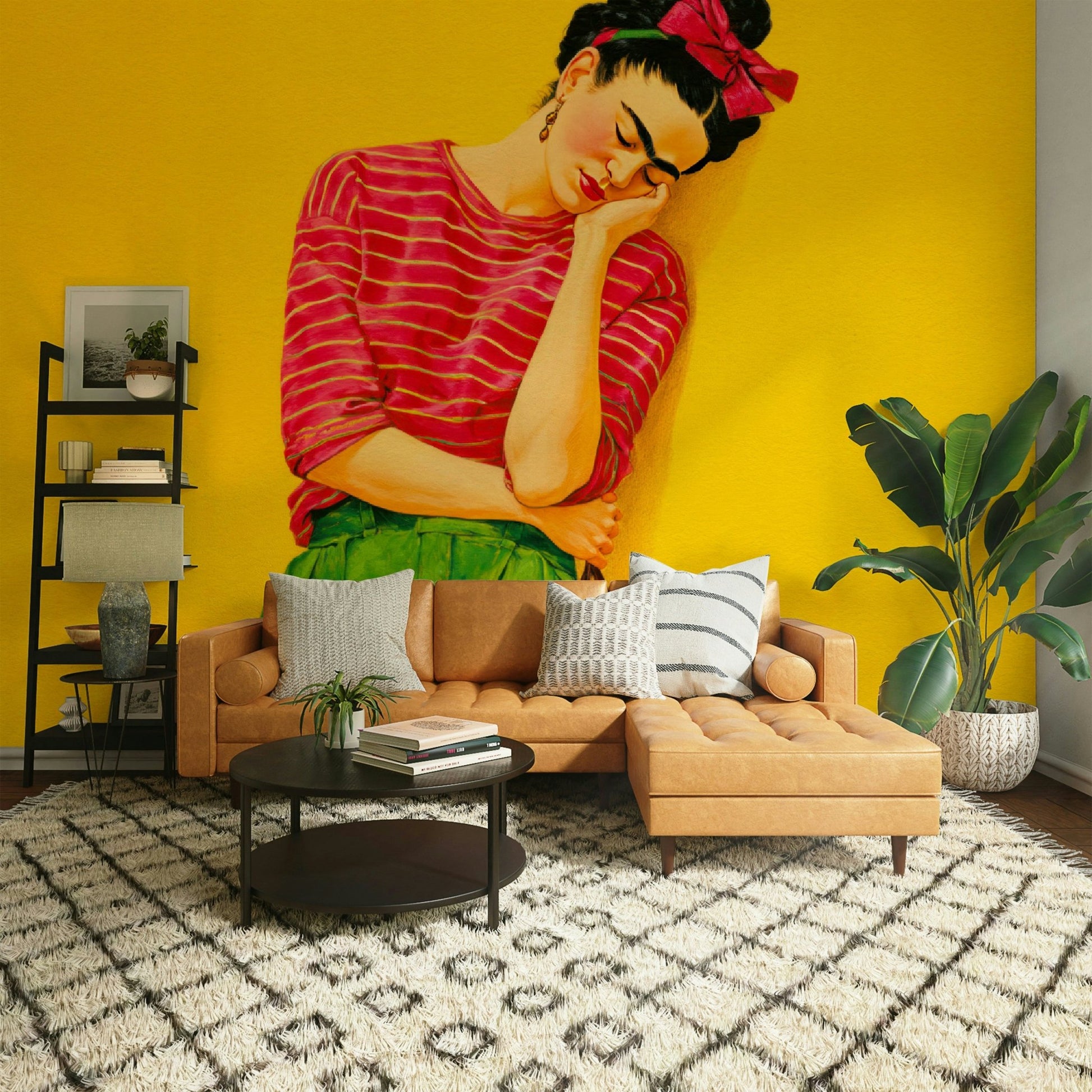 Dreamy summer-inspired wall mural with ochre hues

