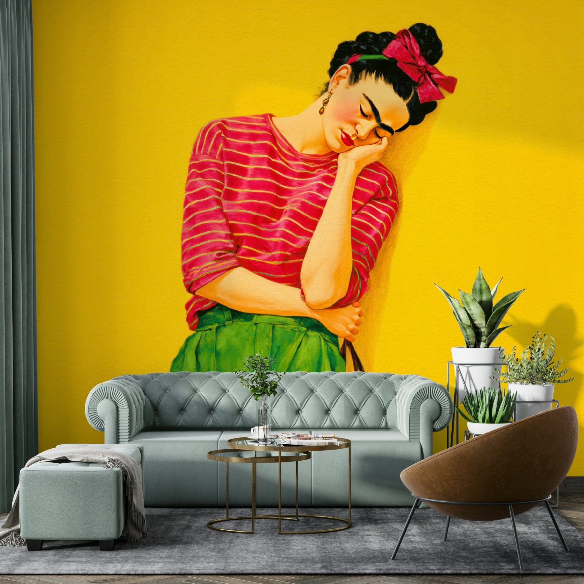 Muted yellow mural with hints of late summer nostalgia

