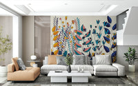 A graceful subtle pattern wall mural in bright, bold tones.