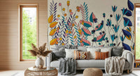 A serene abstract garden wall mural for artistic decor.