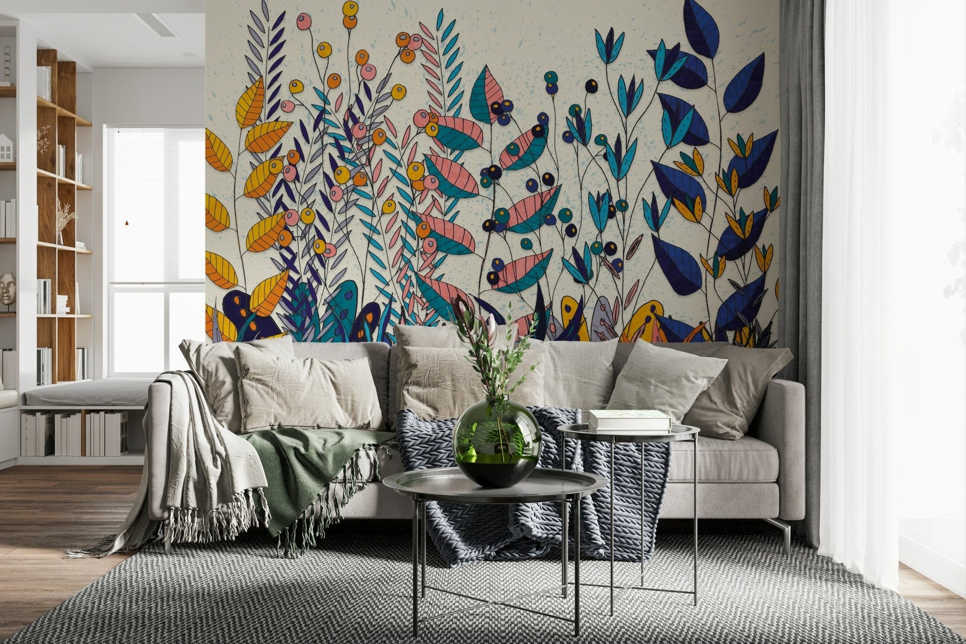 An artistic nature inspired mural for home decor.