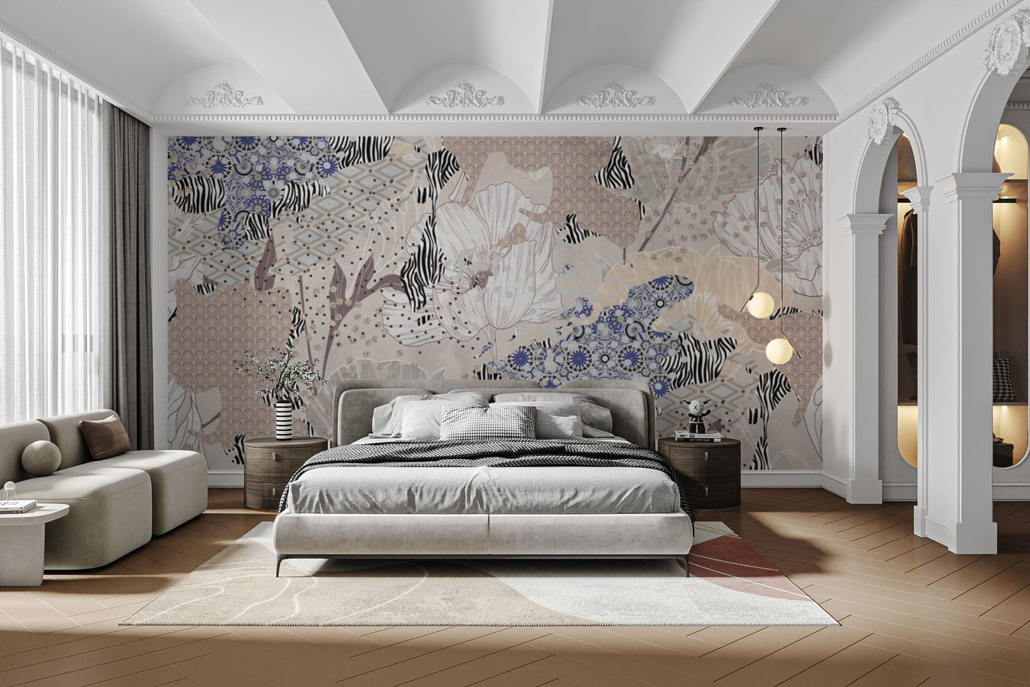 Stylish botanical wallpaper with textures
 B751