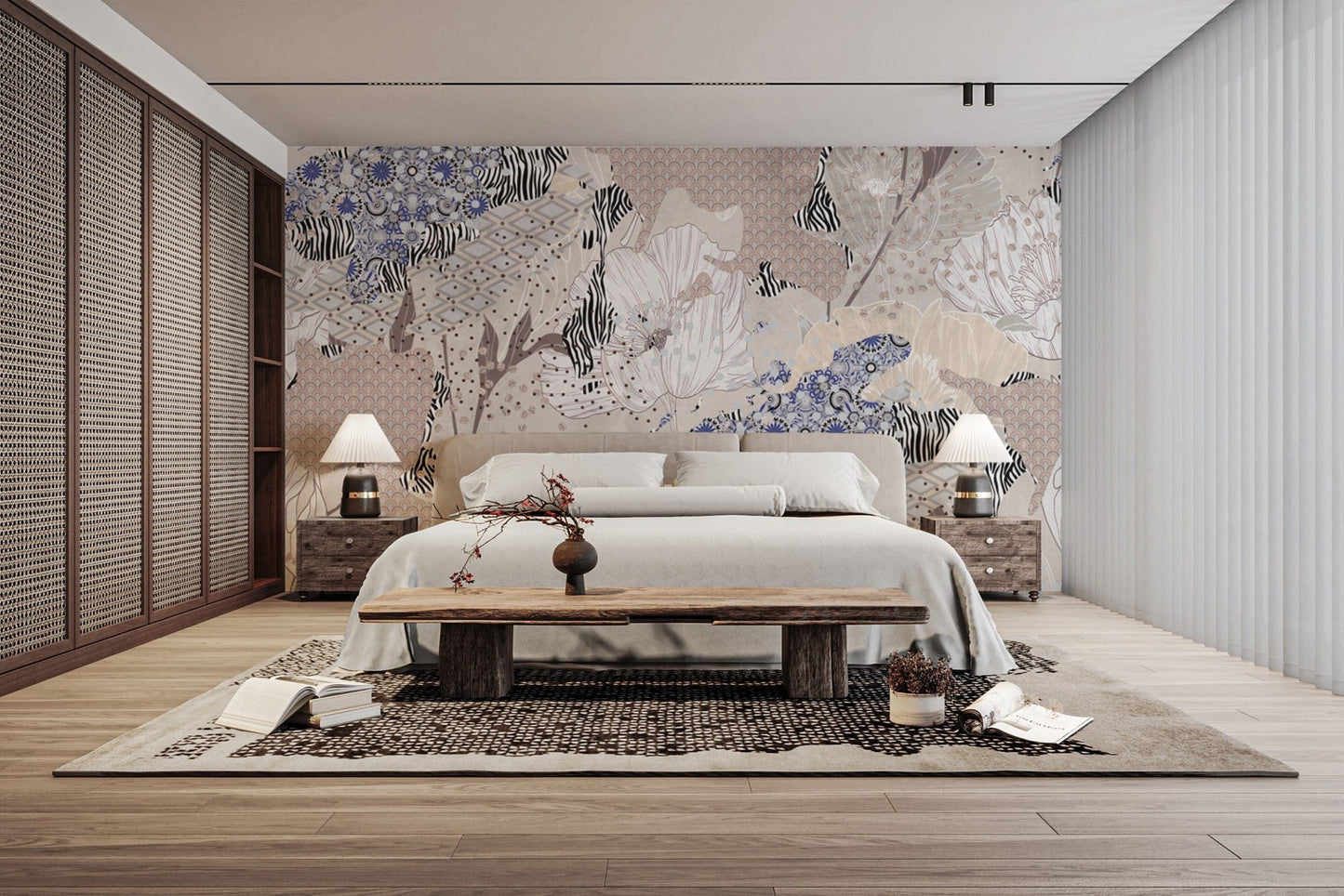Artistic patchwork wallpaper with florals
 B751