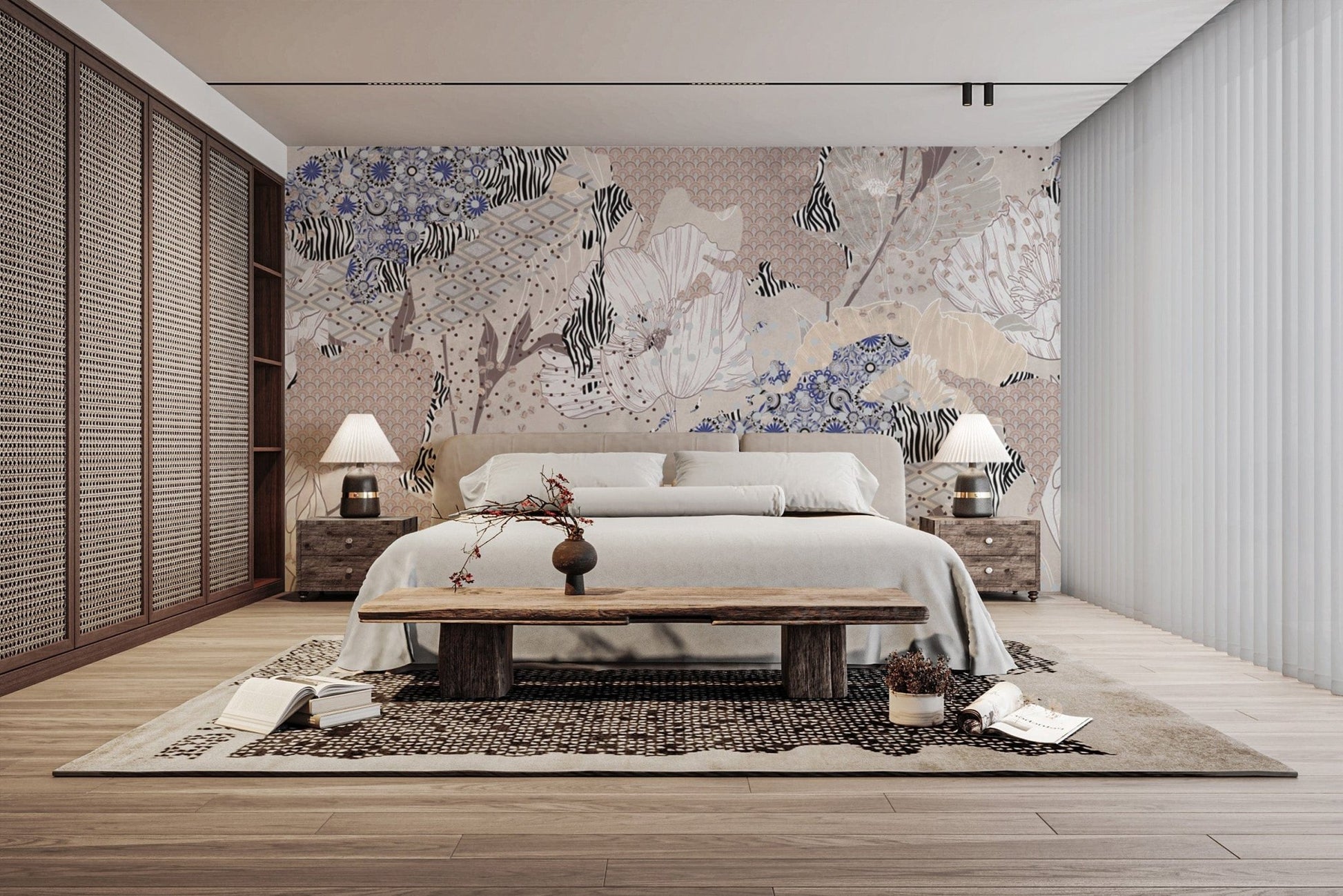 Artistic patchwork wallpaper with florals
 B751