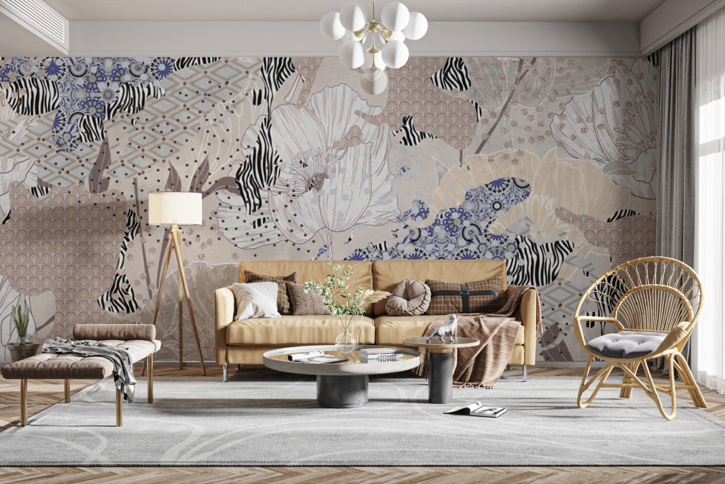 Abstract flower wallpaper with patterns
 B751