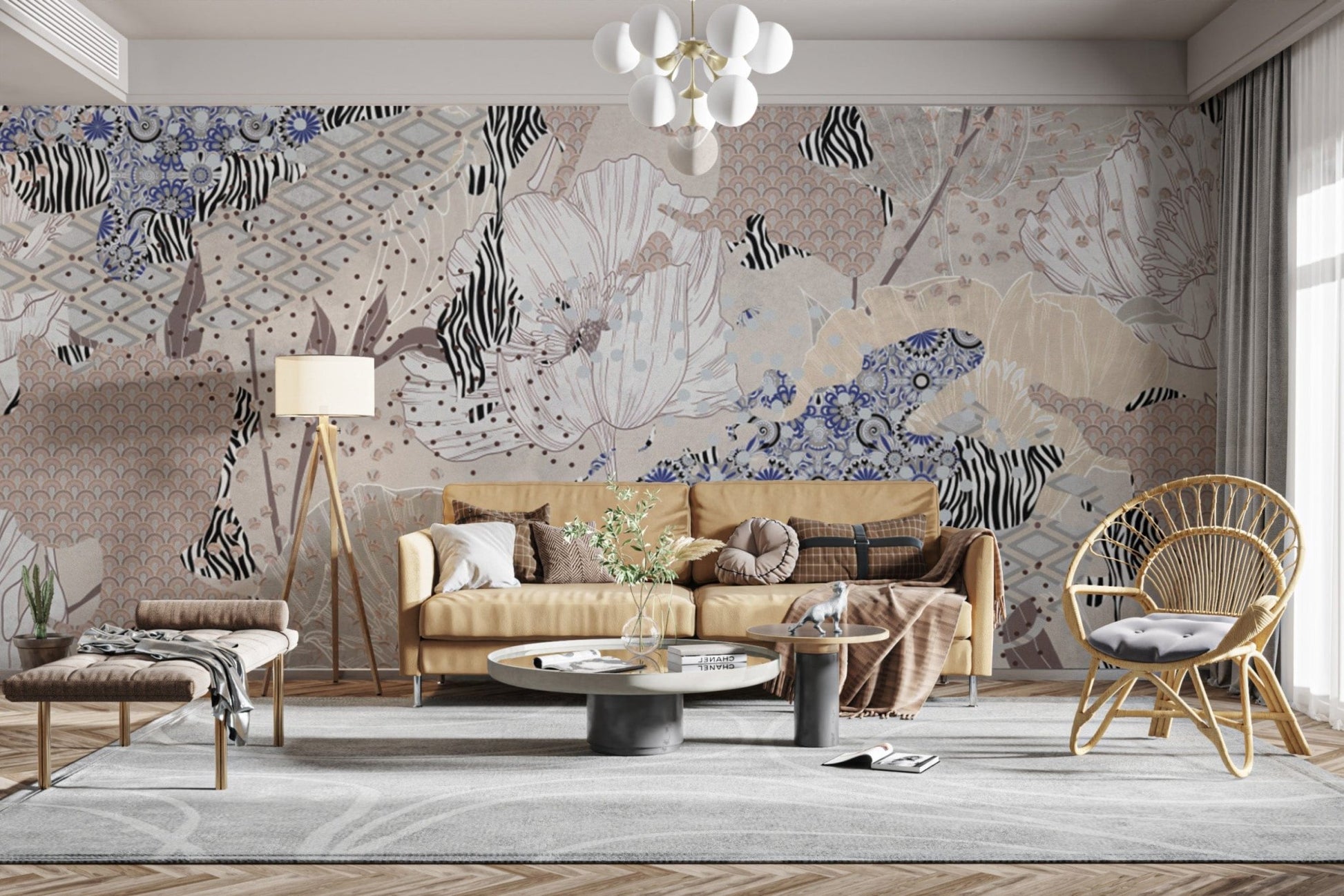 Abstract flower wallpaper with patterns
 B751