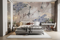 Eclectic botanical patchwork flower wallpaper B751
