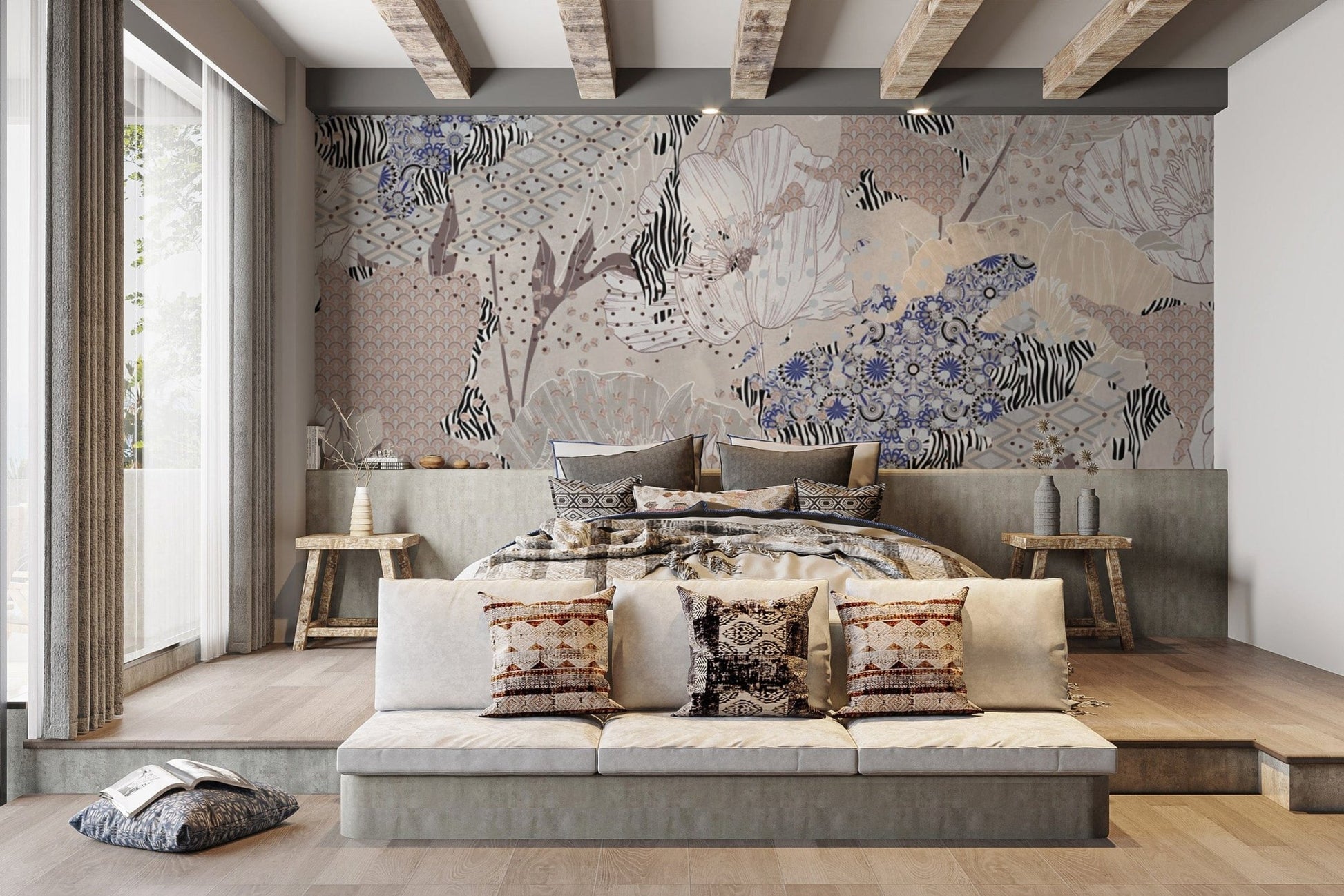 Muted tone botanical wallpaper for walls
 B751