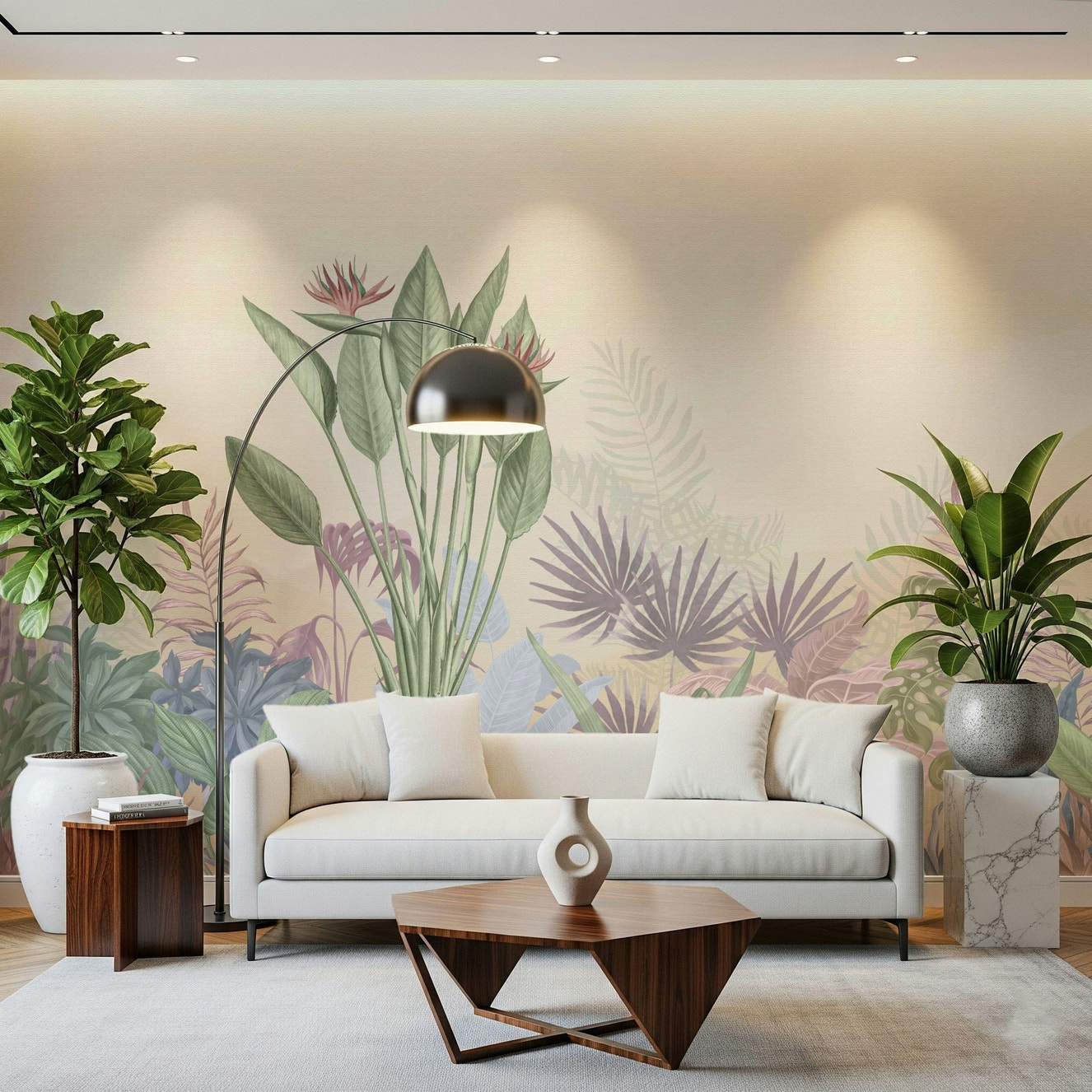 Eden's Touch wall mural for a botanical style living room.