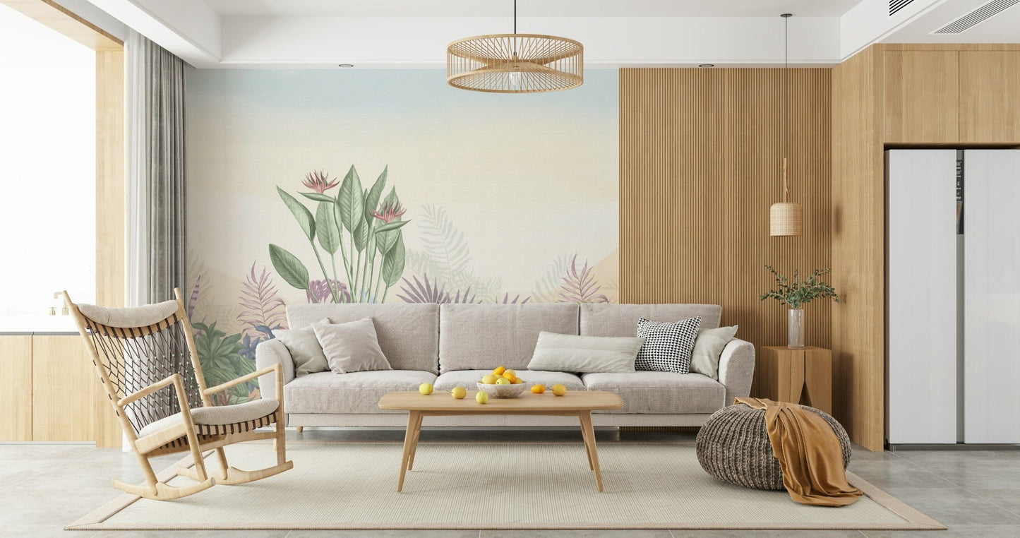 Eden's Touch wallpaper with tropical greenery for a home office., GD7603