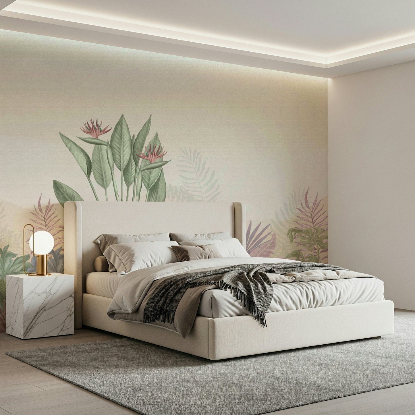 Eden's Touch wallpaper showing lush green leaves and exotic plants., GD7603