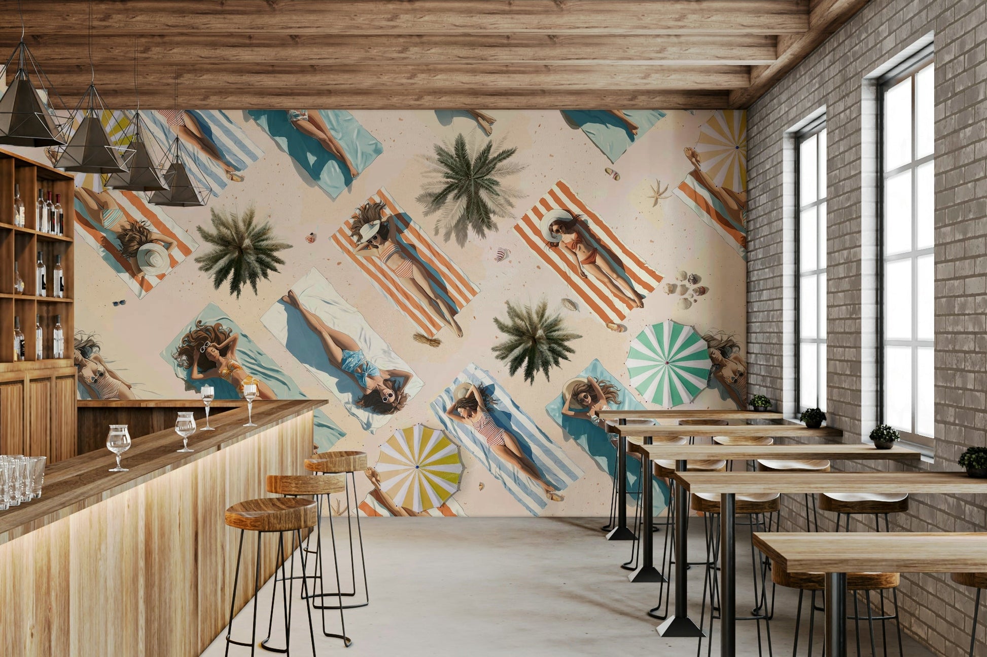 Edge Of Summer Wall Mural creating an airy, light-filled living room setting.