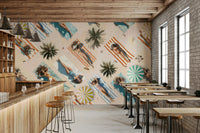 Edge Of Summer Wall Mural creating an airy, light-filled living room setting.