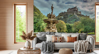 Edinburgh Castle View wall mural blending garden calm with fortress grandeur