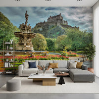 Edinburgh Castle View wall mural showing historic fortress and moody sky