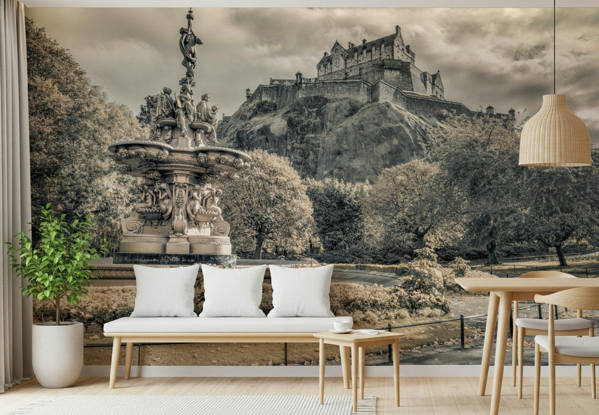 Scotland scenery Edinburgh Castle Vista Wall Mural, gorgeous interior wall decor.