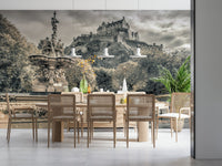 Famous Scottish landmark Edinburgh Castle Vista Wall Mural, captivating wallcovering.