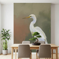 Egret Elegance Wall Mural for calm home wall decor