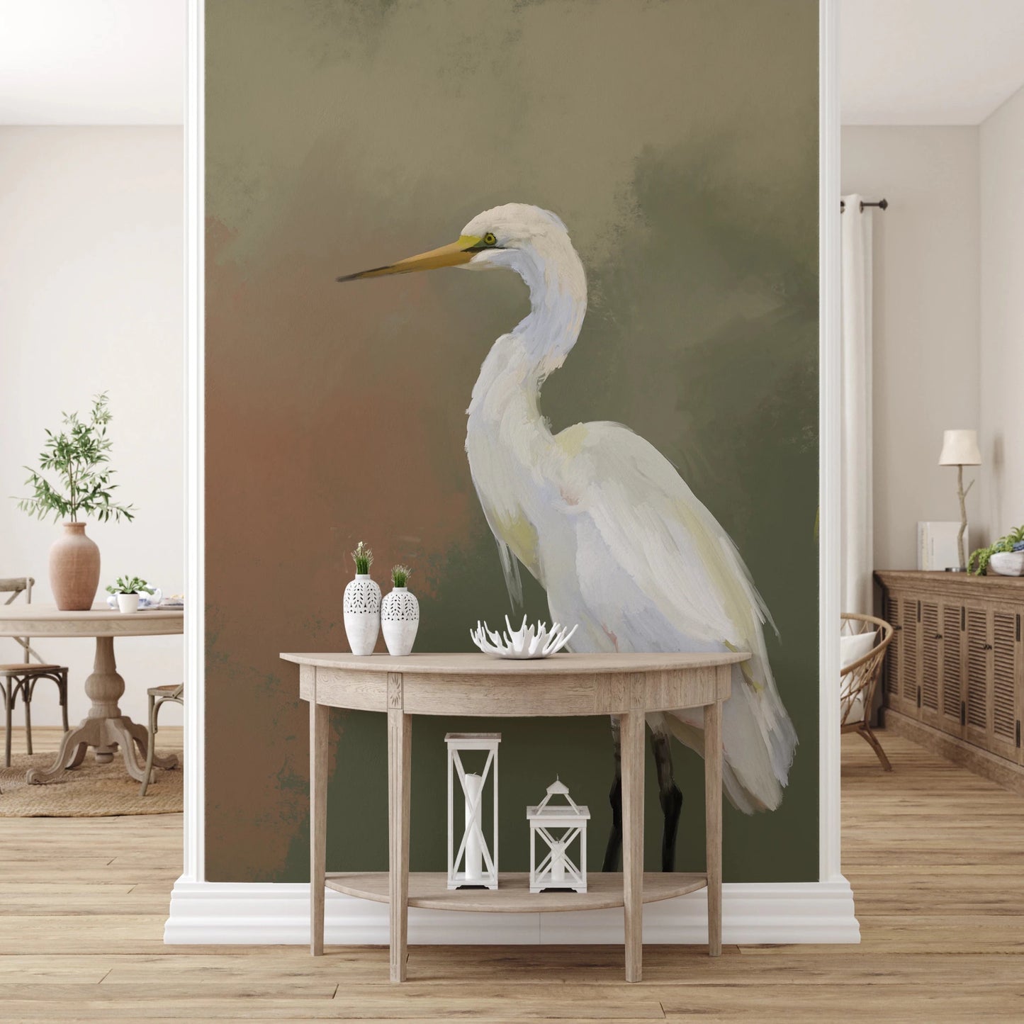Egret Elegance Wall Mural for feature wall in modern interiors