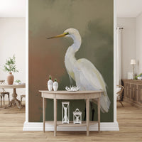 Egret Elegance Wall Mural for feature wall in modern interiors