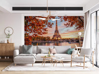Paris skyline in Eiffel Autumn Glow wall mural with glow