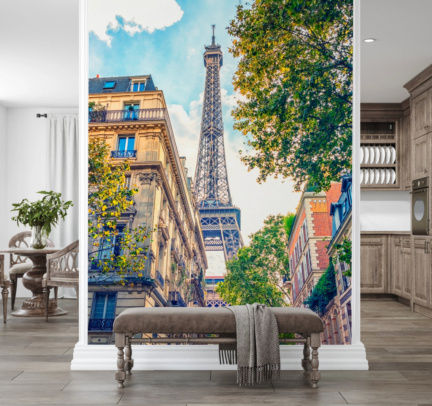 Soft tone Paris wall mural for feature wall
