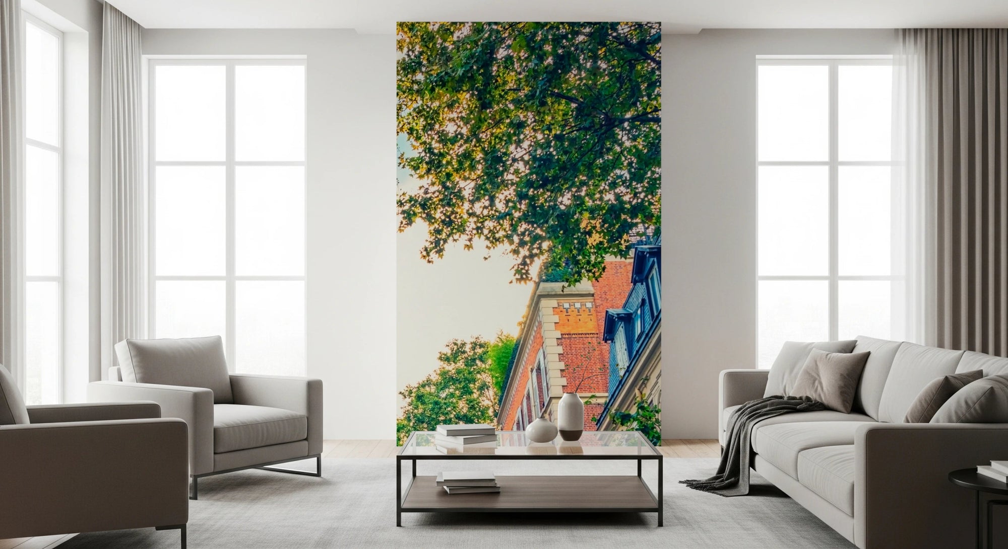 Eiffel Elegance Wall Mural in modern living room, GD8212