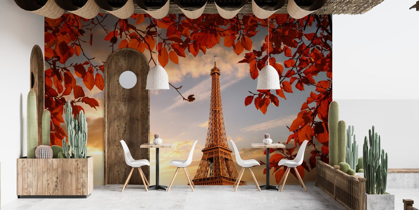 Fall-Inspired Eiffel Tower Autumn Leaves Wallpaper B166
