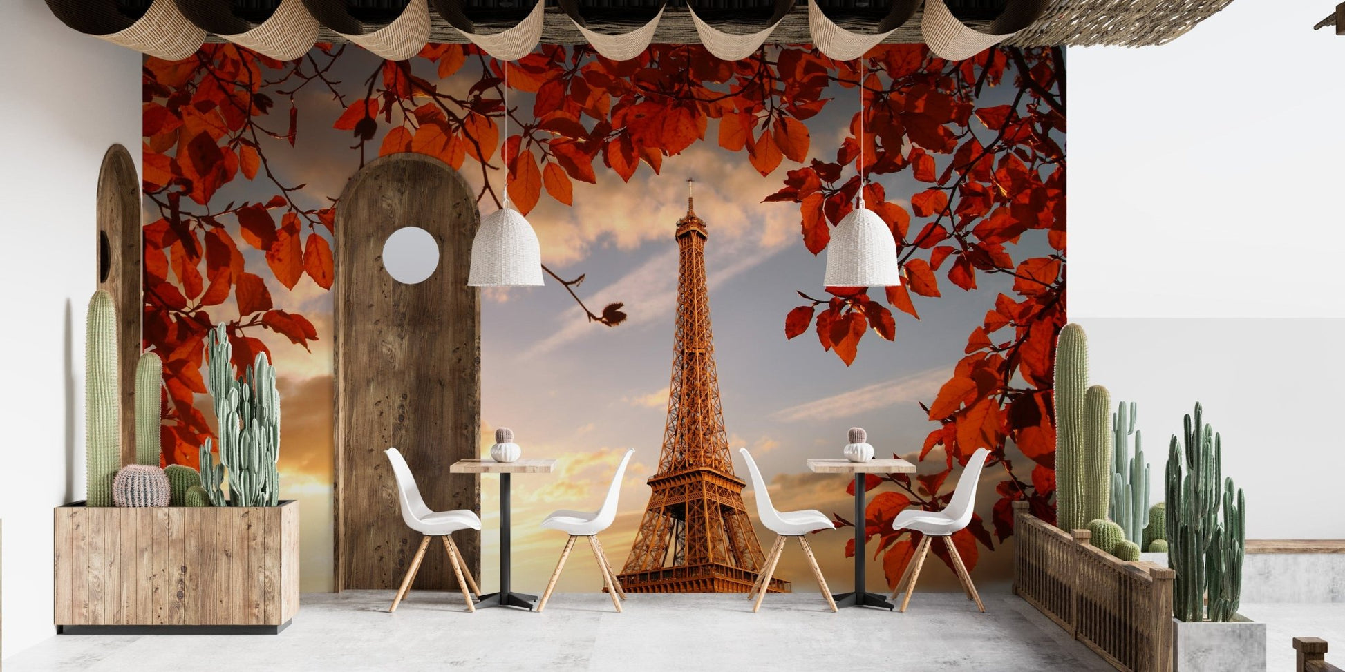 Fall-Inspired Eiffel Tower Autumn Leaves Wallpaper B166

