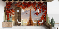 Fall-Inspired Eiffel Tower Autumn Leaves Wallpaper B166
