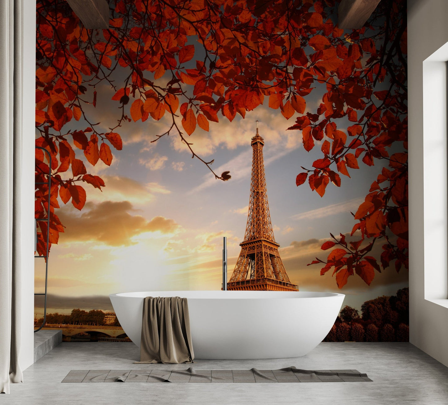 Eiffel Tower and Autumn Leaves Wall Decor B166
