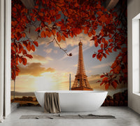 Eiffel Tower and Autumn Leaves Wall Decor B166
