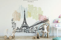 Eiffel Tower drawing wallpaper for walls - Giffywalls B165