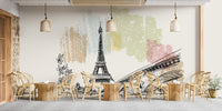 Paris Eiffel Tower mural wall design B165